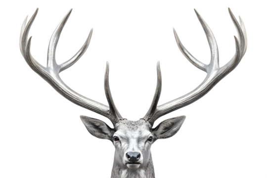 Majestic stag head with antlers on black background