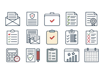 Obraz premium Business Process Automation Icon Set for Productivity and Efficiency in Operations and Project Management Document Checklist