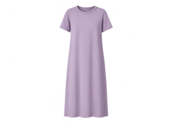 Lavender short-sleeve t-shirt dress, isolated on transparent background