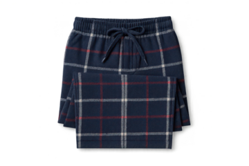 Comfortable blue plaid pajama pants folded, isolated on transparent background