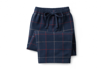 Comfortable blue plaid lounge pants isolated on a transparent background, cozy