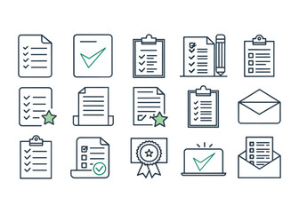 Checklist and Document Icons Representing Tasks Agreements and Verification for Business and Personal Use Cases