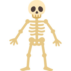 Standing skeleton illustration, perfect for Halloween party invitations, spooky decorations, haunted house themes, and eerie designs.