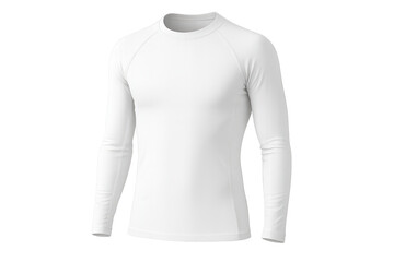 Blank white long sleeve compression shirt, isolated on transparent background.