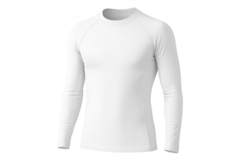Blank white long sleeve compression shirt, isolated on transparent background.
