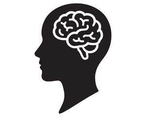 human head silhouette with brain