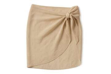 Elegant beige wrap skirt with a side knot isolated on transparent background