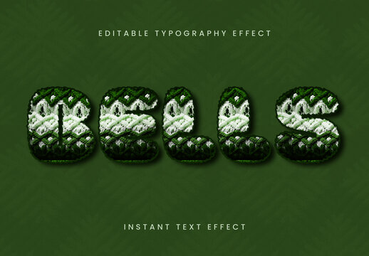 Green And White Knitted Christmas Text Effect Xmas Wool Cozy Font
