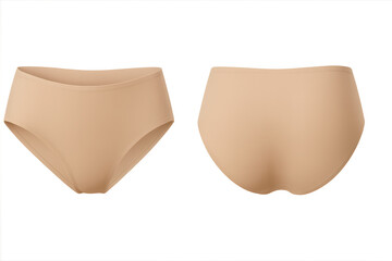 Nude women's high-waist seamless panties isolated on transparent background