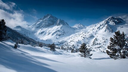 Obraz premium Winter panorama with ski hut in the snow