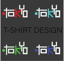 Tokyo Typography T-Shirt Design - Modern Japanese City Lettering, Aesthetic Streetwear, Apparel Print Graphic with Kanji/Katana Style