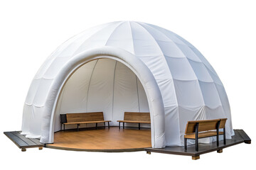 Inflatable dome tent with seating for events