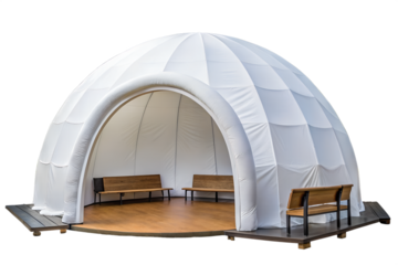 Inflatable dome tent with seating for events