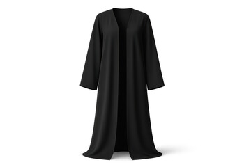 Naklejka premium Black flowing long open cardigan isolated on transparent background, fashion.