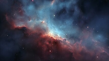 A vibrant nebula with swirling clouds of gas and dust illuminated by stars in deep space