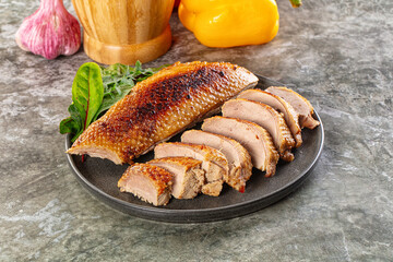 Roasted duck breast with slices