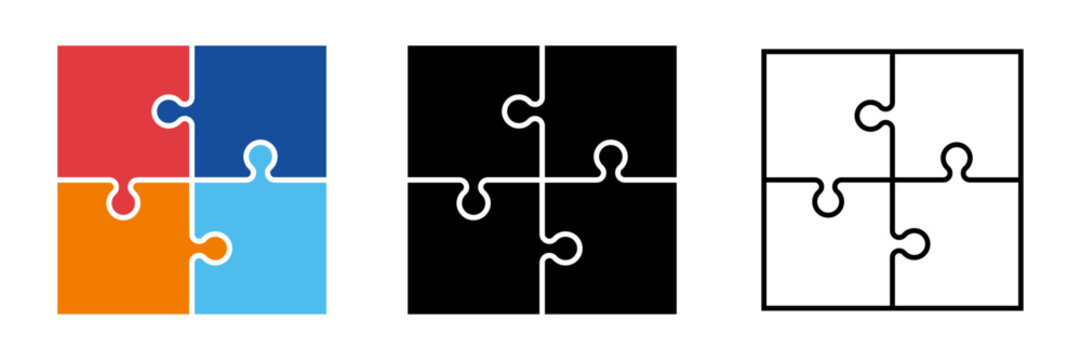 Different collection of jigsaw puzzle icon teamwork concept flat, silhouette and vector art puzzle for apps and websites.