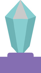Simple Flat Style Mineral Crystal Gemstone Icon on a Purple Stand