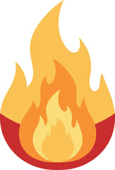 Flat Bright Flame Graphic Element Symbol Icon With Round Bottom