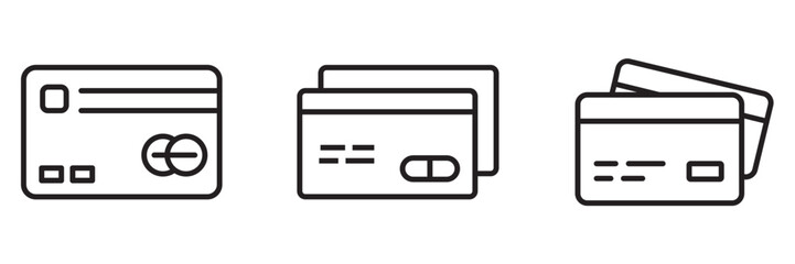 Fototapeta premium Credit Card Icon Set – Outline and Minimal Payment Symbols for Finance, Banking, and E-Commerce