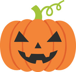 Simple Flat Style Pumpkin with Spooky Face for Halloween Celebration Illustration