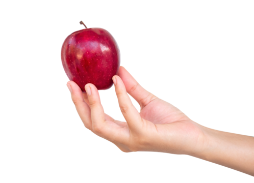 hand holding red apple