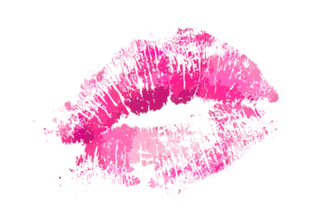 Pink lipstick kiss imprint vector illustration on transparent background, romantic symbol graphic for Valentine’s Day greeting card or social media post