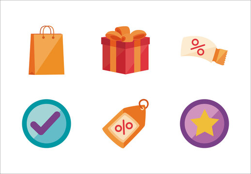 Colorful 11.11 Shopping Discount Ecommerce Illustration Set