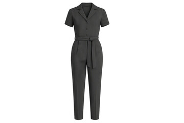 Stylish pinstripe jumpsuit with transparent background, contemporary fashion