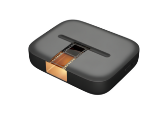 Film scanner isolated on transparent background, a device for digitizing old negatives and slides, preserving memories and converting them into digital format