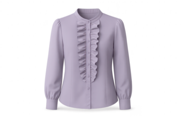 Elegant purple ruffle blouse isolated on a transparent background, fashion