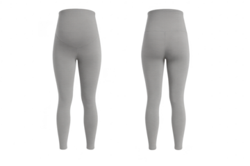 Light grey maternity leggings isolated on transparent background, comfortable, stretchy design