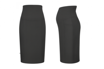 Classic dark gray pencil skirt for business, isolated on transparent background.