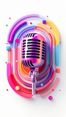 Retro Microphone Aesthetic: A Nostalgic Fusion of Sound and Abstract Design, Vibrant and Dynamic