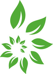 green leaves vector on green eco icons on green leaf organic logo