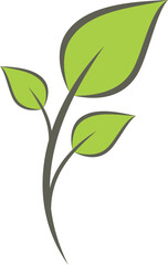 green leaf icon on vector illustration of a green tree with leaves