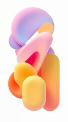 Whimsical composition of smooth, pastel-hued forms creating a visually pleasing design concept