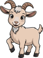 Fototapeta premium A cartoon goat clipart with small horns and beard, cute flat vector