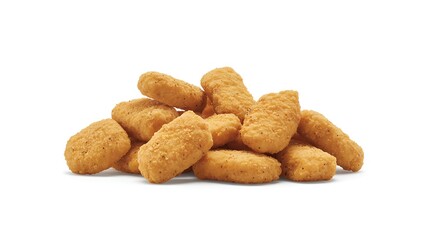 Pile of Delicious Golden Fried Chicken Nuggets on White Background Ready to Eat for Lunch or Dinner Meal