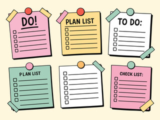 Charming hand-drawn sticky notes and to-do lists for planning and organization