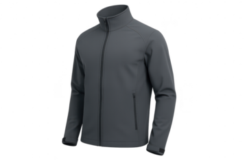 Sporty men's dark grey softshell jacket, isolated on transparent background