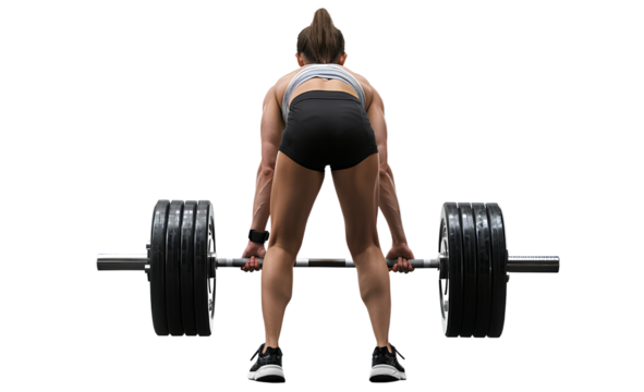 a Woman Performing Deadlifts with a Barbell, Isolated on a Transparent Background. - Powered by Adobe