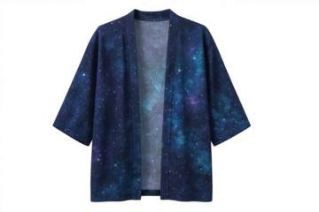 Stylish galaxy print kimono jacket isolated on transparent background view