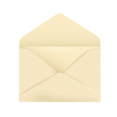 Open beige textured paper envelope, mockup