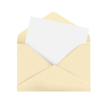 Beige textured envelope with empty sheet paper, mockup