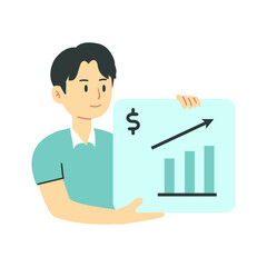 illustration of a businessman with a growth chart