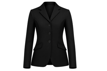 Elegant black riding jacket isolated on a transparent backdrop, stylish design
