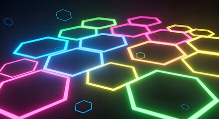Neon Hexagons - A Vibrant and Modern Abstract Design.