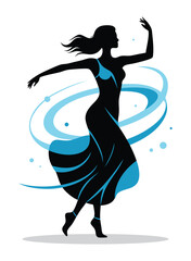 Elegant Dancing Woman Silhouette – Contemporary Ballet Vector Illustration.