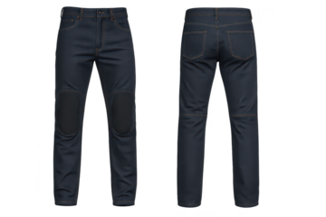 Dark workwear trousers with knee pads isolated on transparent background